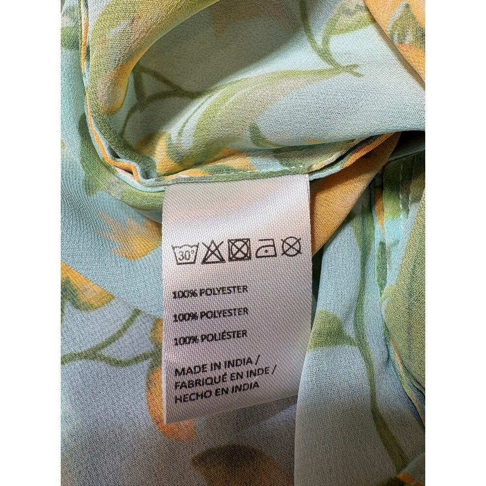 Anthropologie Pilcro Kimono Aqua Blue Lemon Print Lightweight Boho Beachy OS - Picture 8 of 15